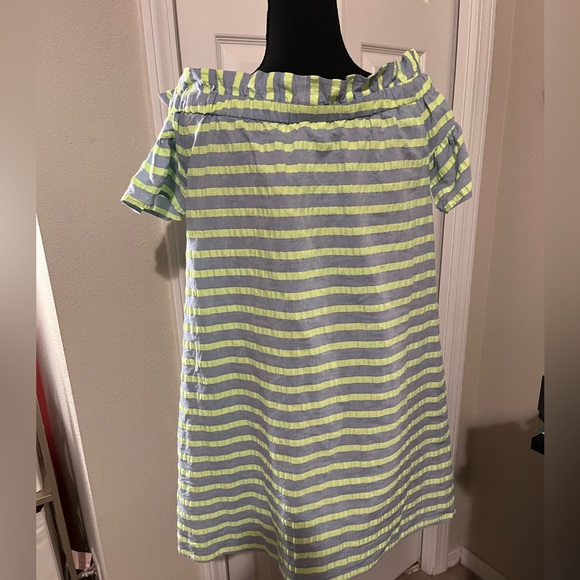 Anthropologie Corey Lynn Calter dress Sz small runs big green grey off shoulder - Picture 10 of 13
